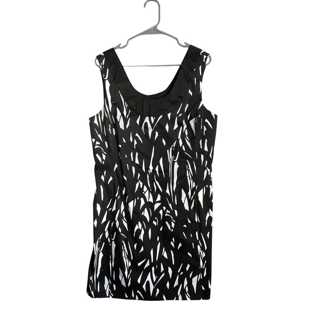 White House Black Market Sleeveless Sheath Dress Black White Abstract - Size 12